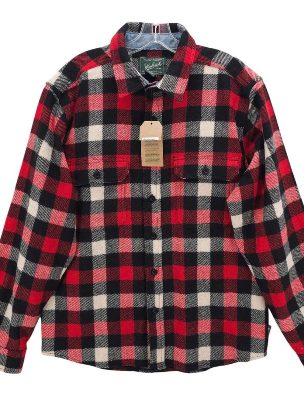 NWT WOOLRICH Buffalo Plaid Wool Blend Shirt Jacket Heavyweight Men's MEDIUM
